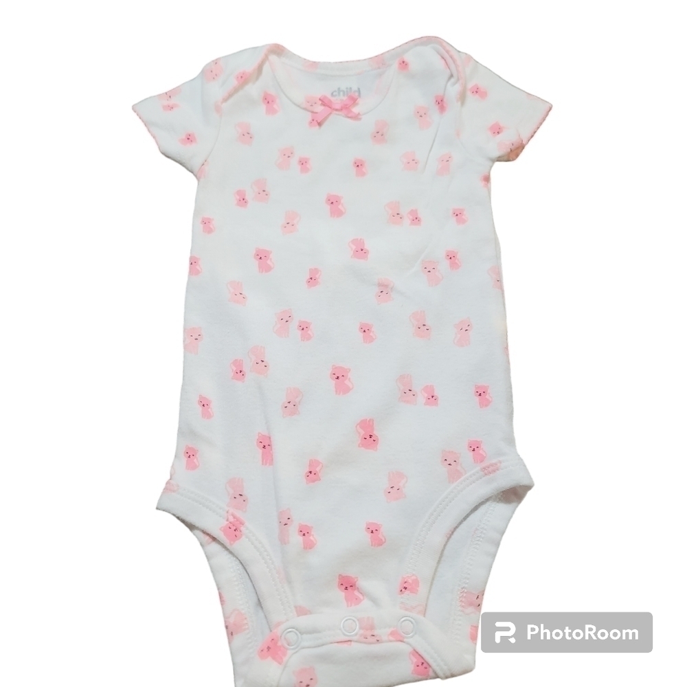 Child of Mine made by Carter's Pink Kitty Cat Print Bodysuit 3-6 months